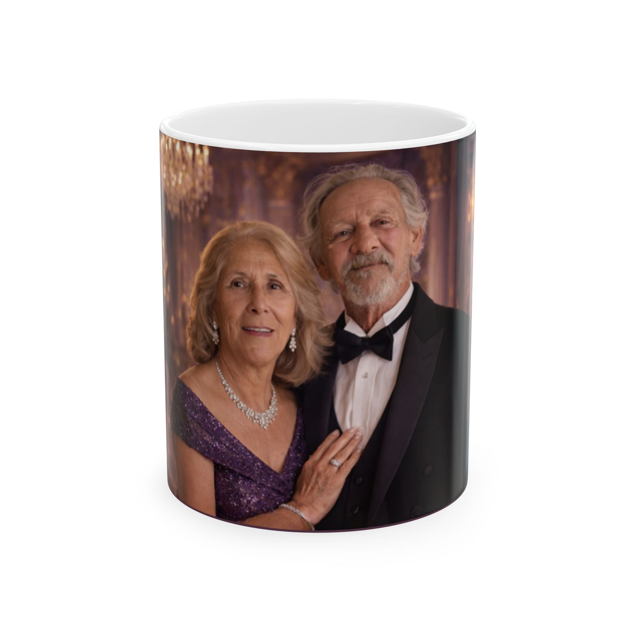 Photo Portrait Ceramic Mug — Elegant Anniversary Gift for Couples